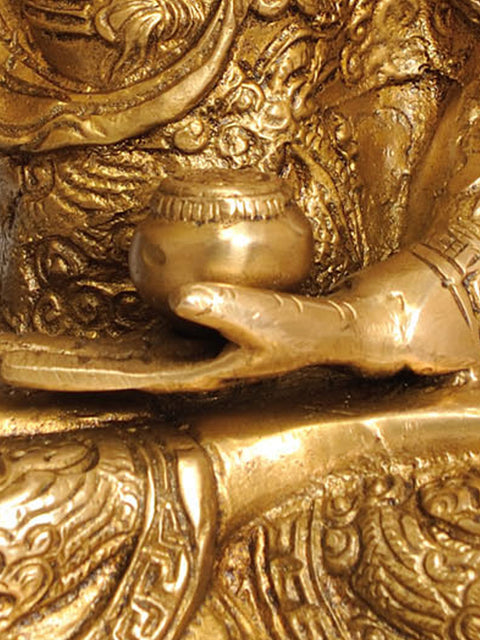 10" Preaching Buddha (Robes Decorated with Auspicious Symbols) In Brass | Handmade | Made In India