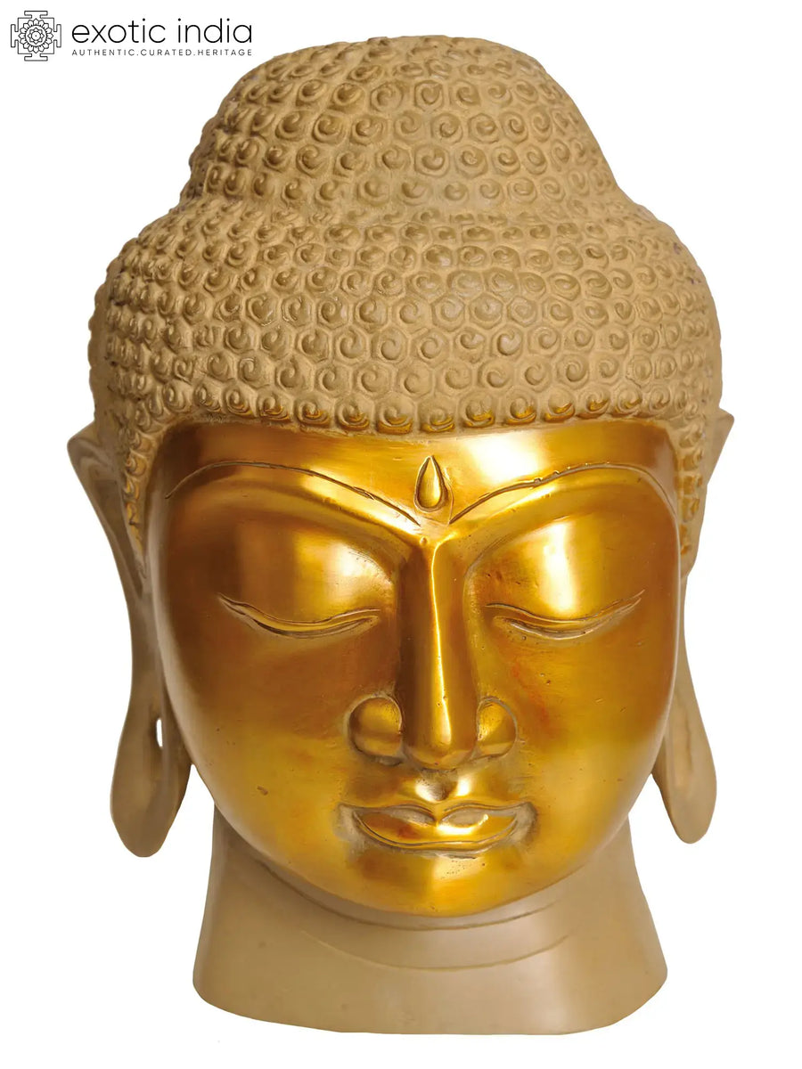 9" Lord Buddha Head Brass Statue Handmade