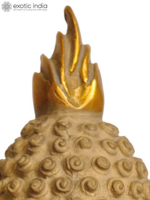 9" Thai Buddha Head In Brass | Handmade | Made In India