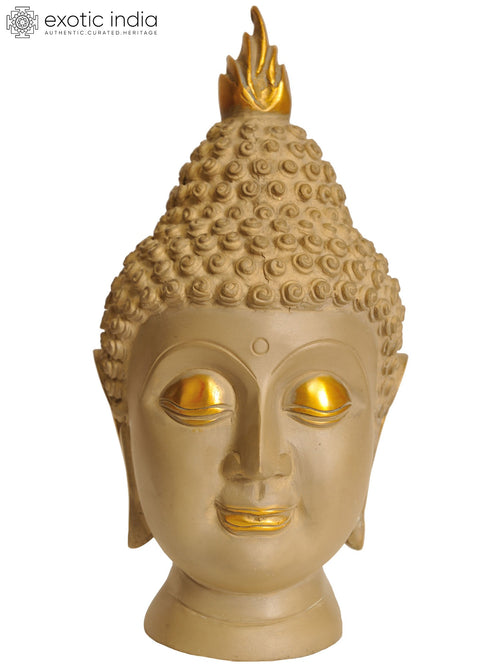9" Thai Buddha Head Brass Statue Handmade