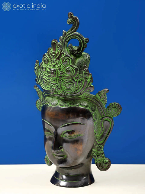 12" Goddess Tara Head (Tibetan Buddhist Deity) In Brass | Handmade | Made In India
