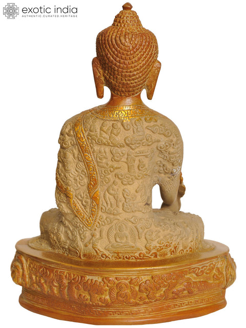 9" The Medicine Buddha`(Robes Decorated with the Scenes from Shakyamuni) In Brass | Handmade | Made In India
