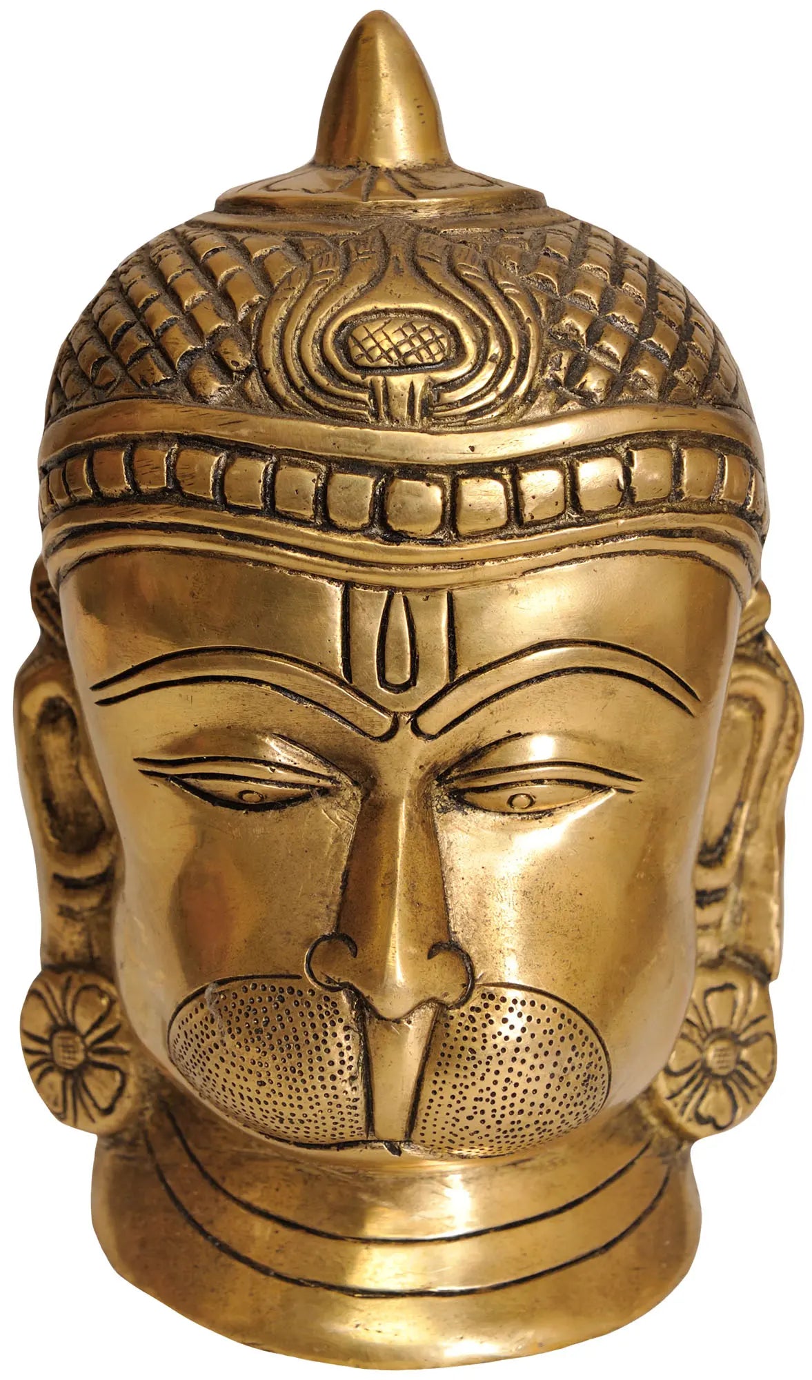 7" Lord Hanuman Head In Brass | Handmade | Made In India