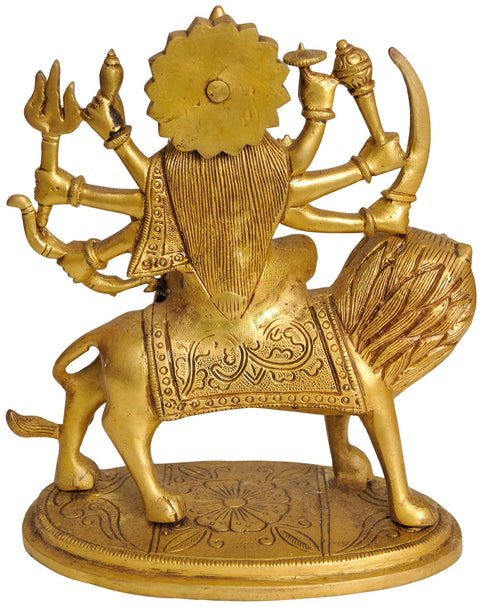 7" Ashtabhuja-Dhari Devi Durga Brass Idol | Handmade Religious Figurines