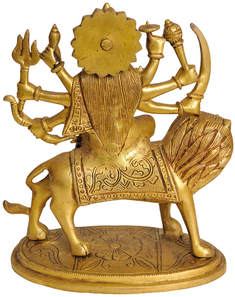 7" Ashtabhuja-Dhari Devi Durga Brass Idol | Handmade Religious Figurines