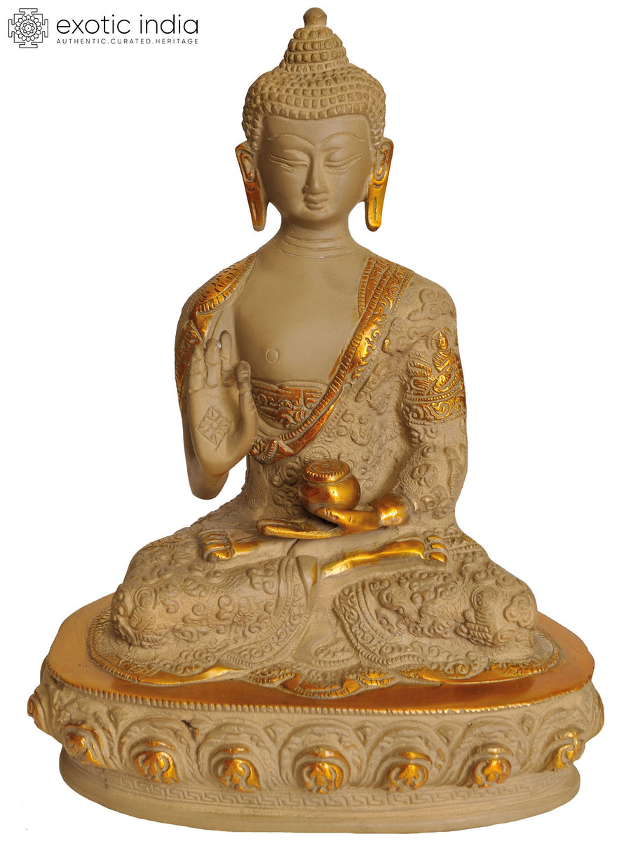 9" Lord Buddha Preaching Mudra Handmade Brass Statue