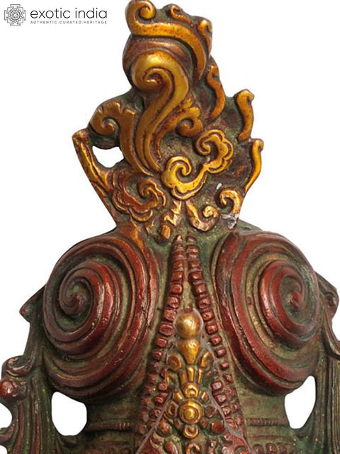 15" Goddess Tara Wall Hanging Mask in Brass | Buddhist Deity Handmade Statues | Made in India