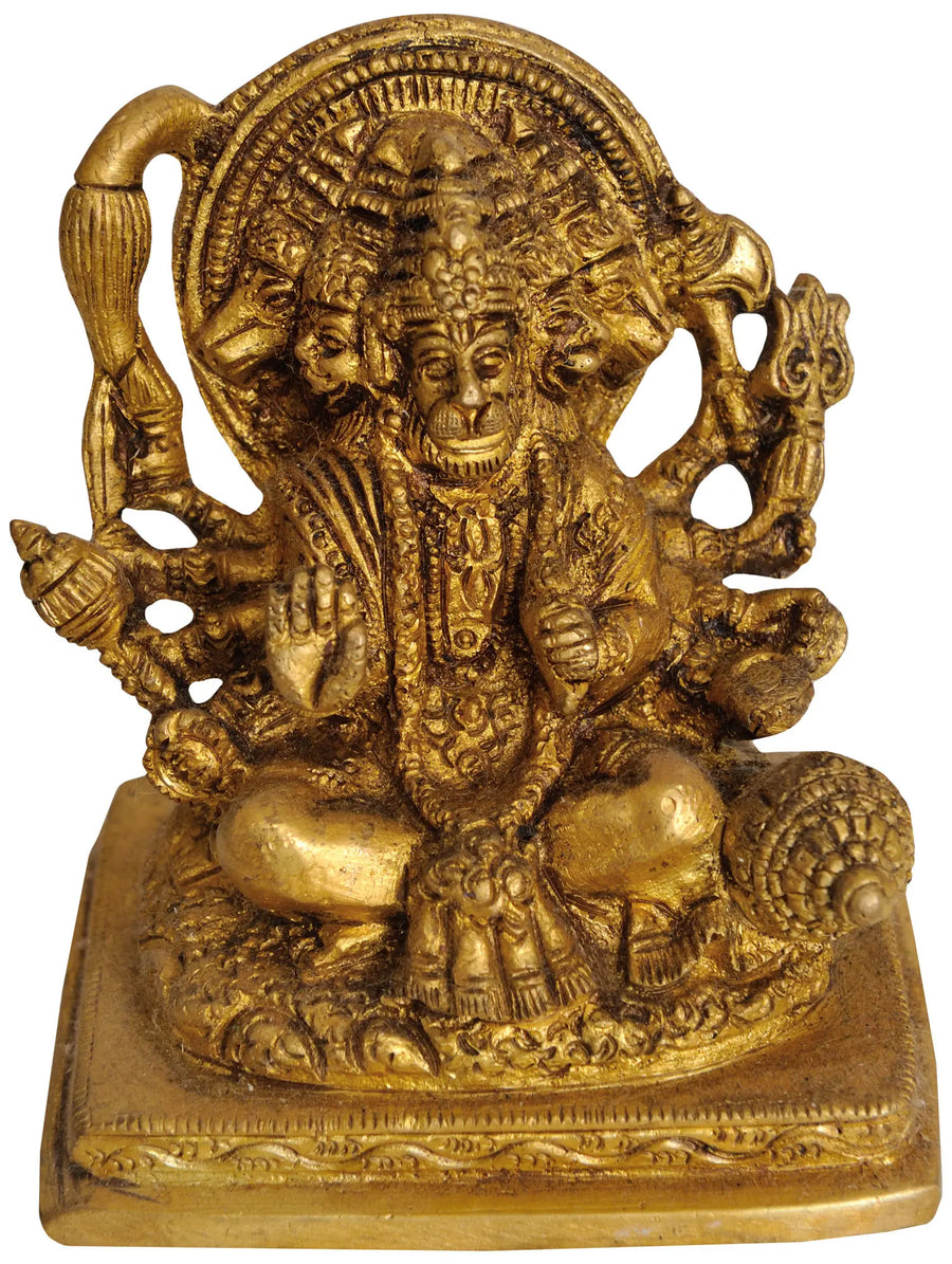 Five Headed Hanuman Handmade Brass Sculpture