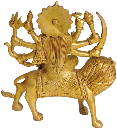 7" Mother Goddess Durga In Brass | Handmade | Made In India