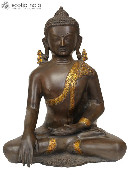 12" Lord Buddha Bhumisparsha Mudra Brass Handmade Statue