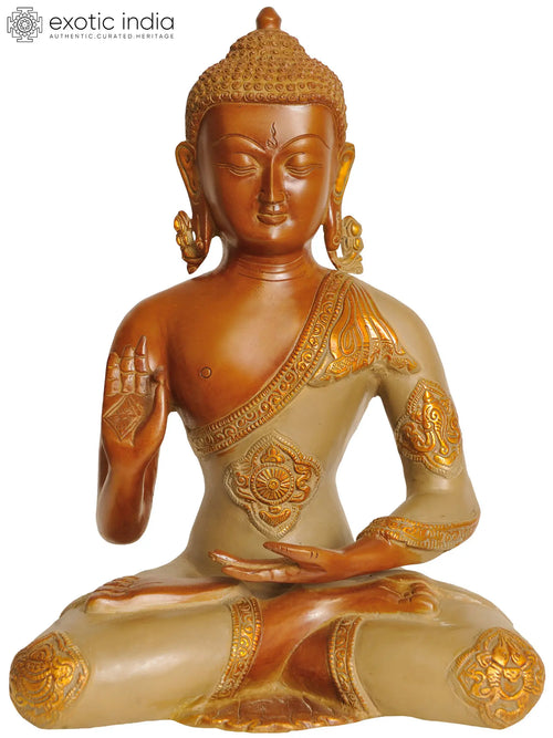 11" Lord Buddha Preaching Dharma Brass Statue Handmade