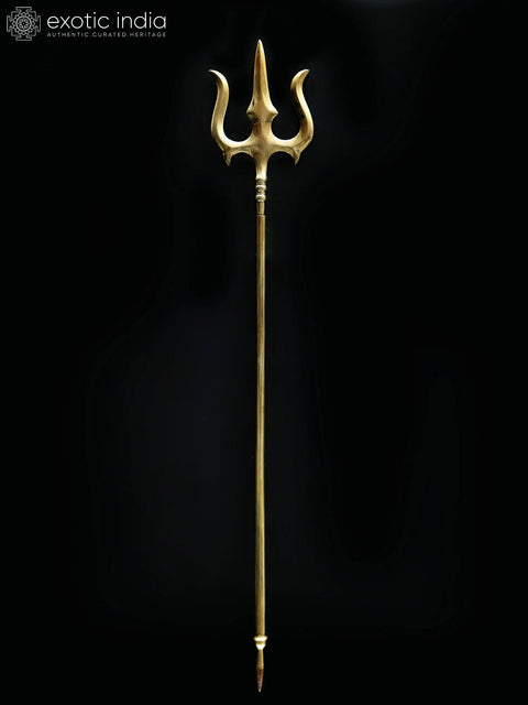47" Large Lord Shiva's Trident / Trishul in Brass | Indian Handcrafted Idol