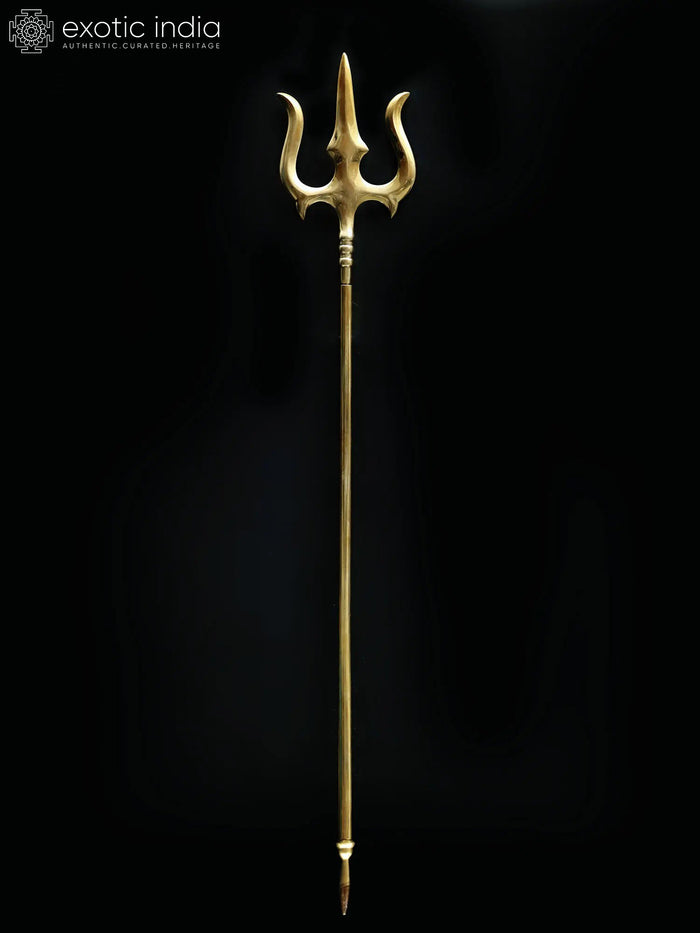 47" Large Lord Shiva's Trident / Trishul in Brass | Indian Handcrafted Idol