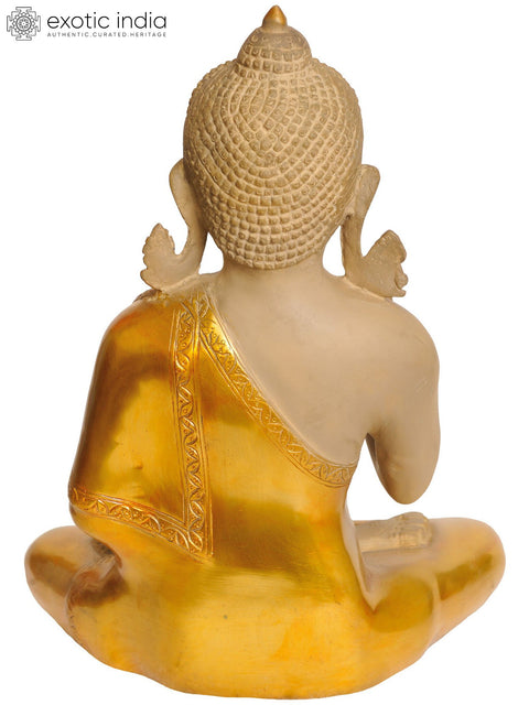 12" Lord Buddha In Abhaya Mudra In Brass | Handmade | Made In India