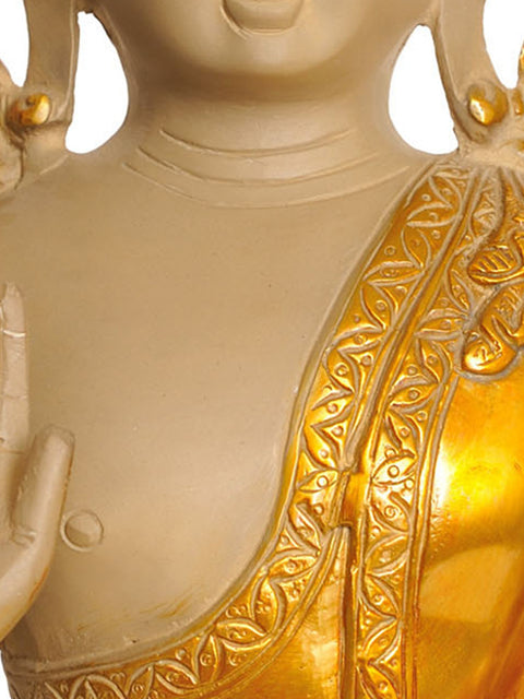 12" Lord Buddha In Abhaya Mudra In Brass | Handmade | Made In India