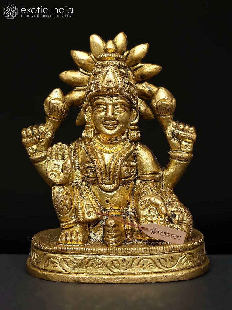 3" Brass Goddess Lakshmi Statue Handmade