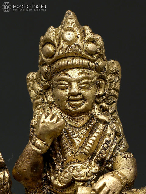 2" Kubera on Lion - God of Wealth | Brass Statue