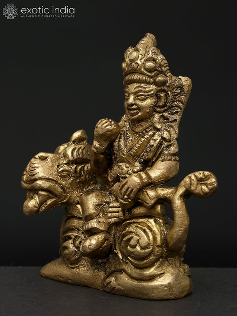 2" Kubera on Lion - God of Wealth | Brass Statue