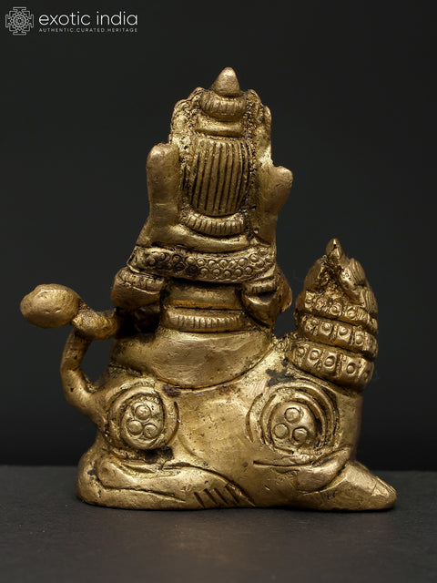 2" Kubera on Lion - God of Wealth | Brass Statue