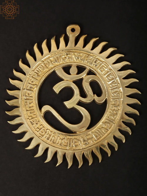 6" OM Gayatri Mantra Brass Wall Hanging Handmade