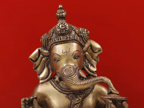 12" Standing Ganesha Brass Sculpture | Handmade | Made in India