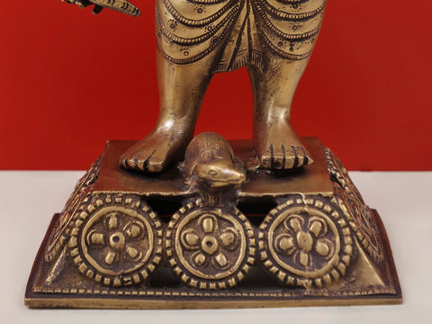 12" Standing Ganesha Brass Sculpture | Handmade | Made in India
