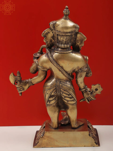 12" Standing Ganesha Brass Sculpture | Handmade | Made in India