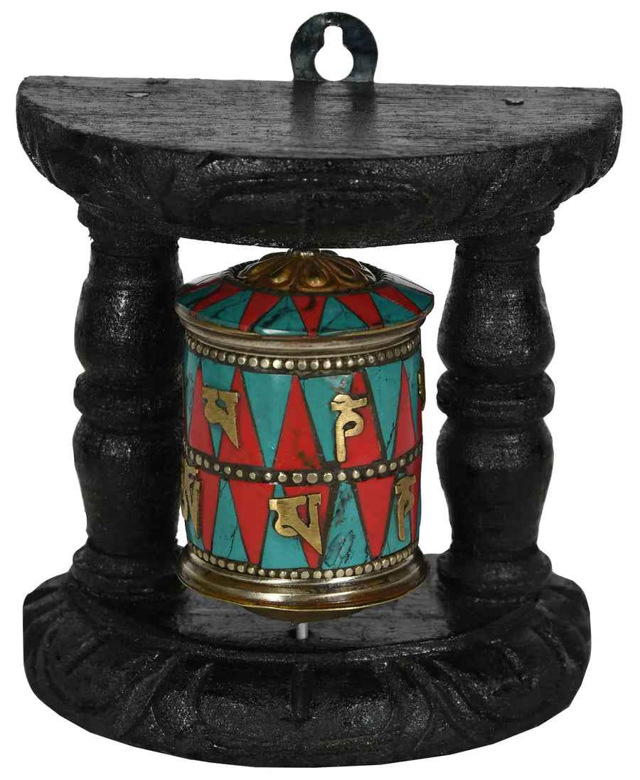 Tibetan Buddhist Prayer Wheel Brass Statue for Pooja