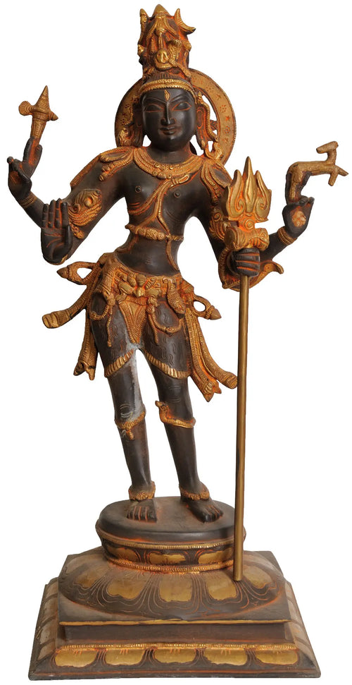 20" Handmade Shiva Pashupatinath Brass Statue