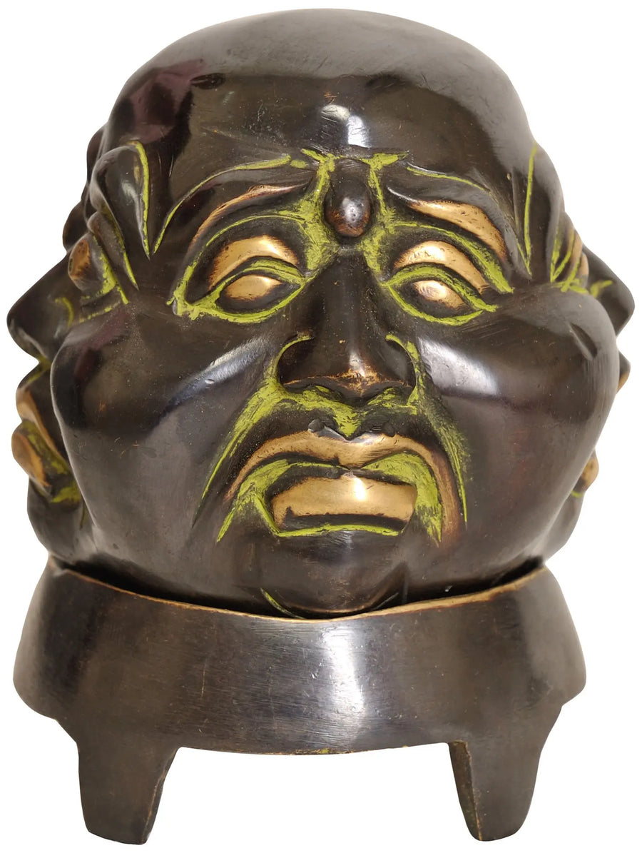 4" Laughing Buddha Head Brass Statue Handmade Home Decor