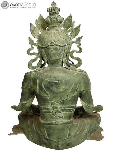 32" Large Pritzker Vairochana Buddha Brass Statue | Tibetan Buddhist Deity Idol