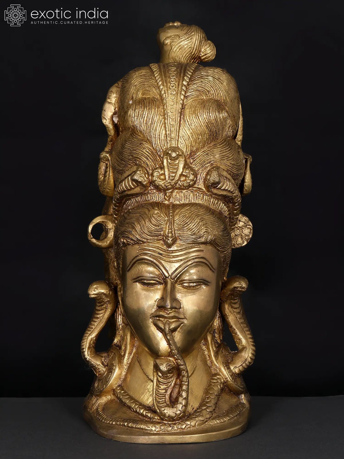 10" Lord Shiva with Serpents In Brass | Handmade | Made In India