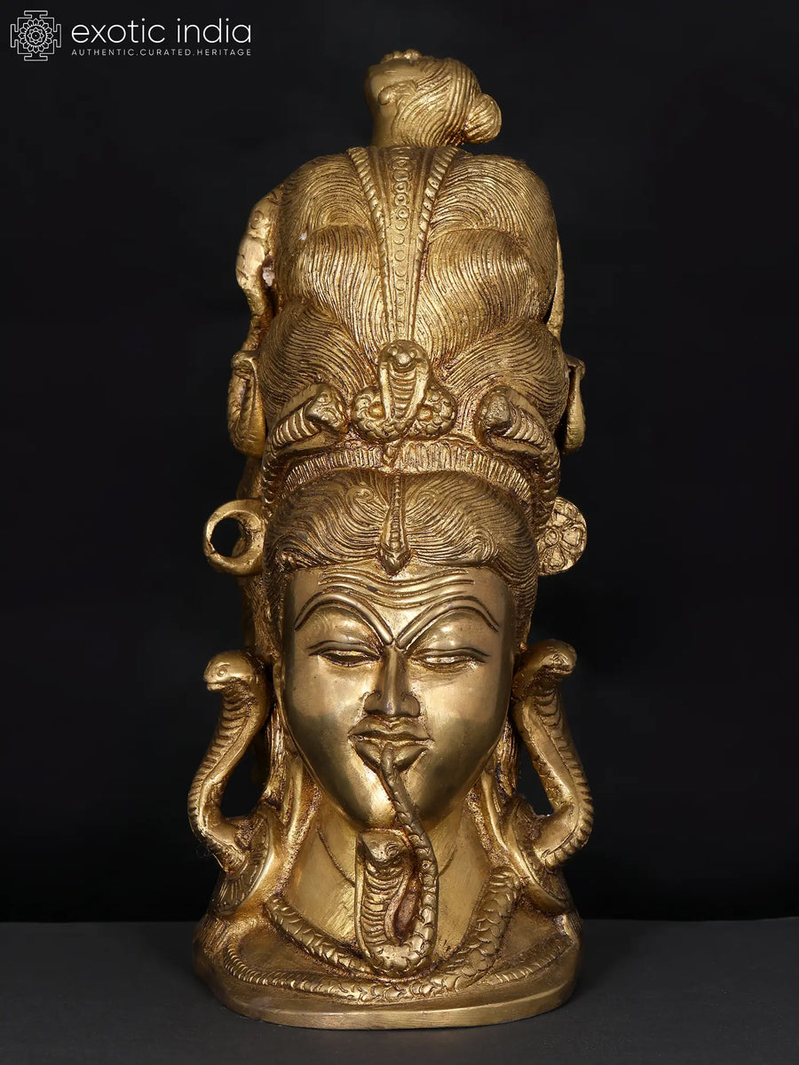 10" Lord Shiva with Serpents Brass Statue Handmade