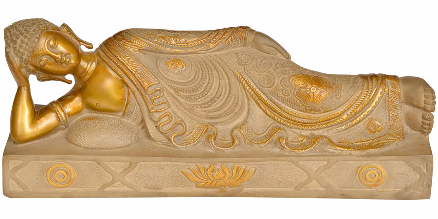12" Handmade Relaxing Buddha Brass Statue for Home Decor