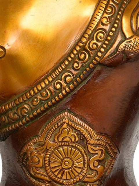 11" Tibetan Buddhist Deity Lord Buddha with Ashtamangala on His Robe In Brass | Handmade | Made In India