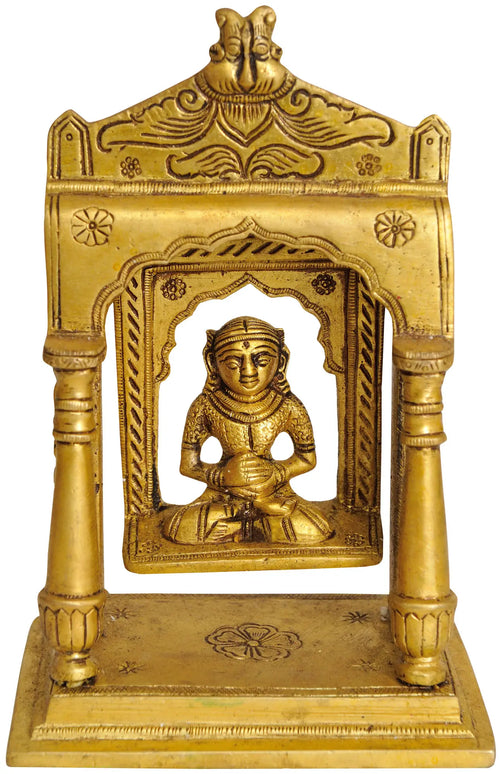 6" Brass Padmavati Idol on Swing - Handmade Jain Statue