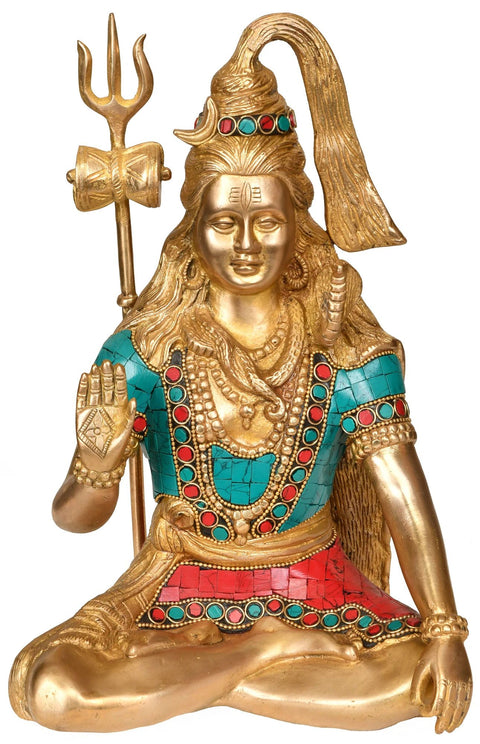 11" Blessing Lord Shiva In Brass | Handmade | Made In India
