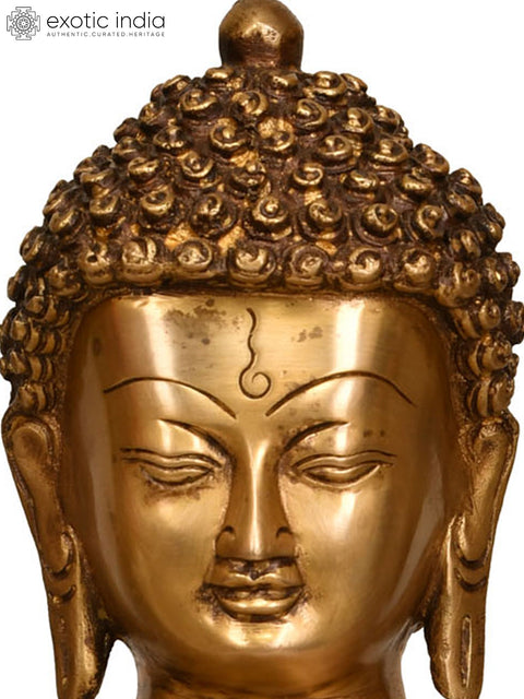12" Lord Buddha in Vitark Mudra with Auspicious Symbols and Mantras on His Robe In Brass | Handmade | Made In India