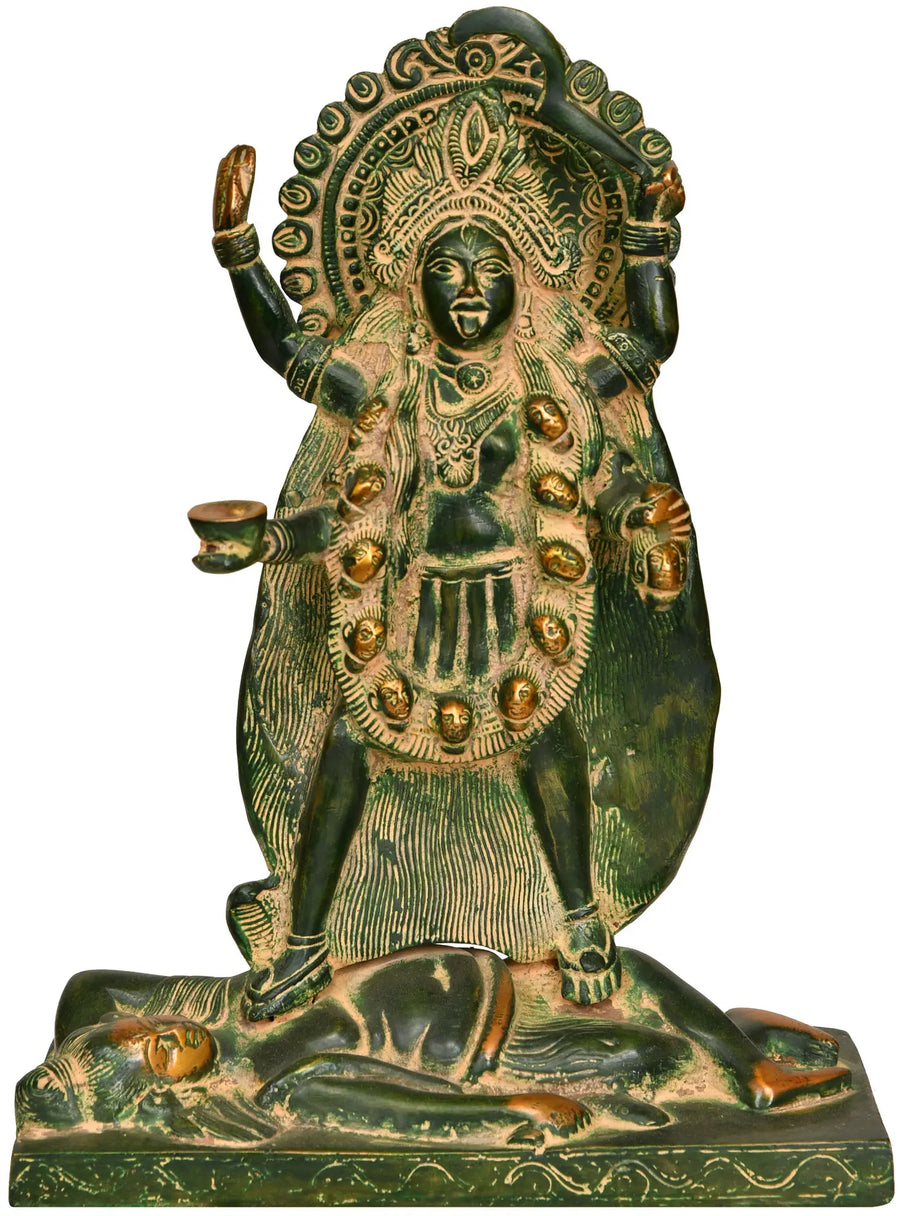 11" Goddess Kali Handmade Brass Statue for Home Pooja