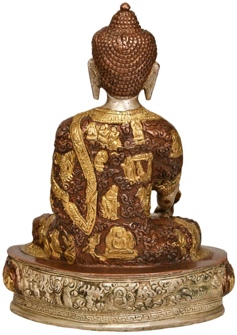 9" Medicine Buddha with Life Scenes on Reverse In Brass | Handmade | Made In India