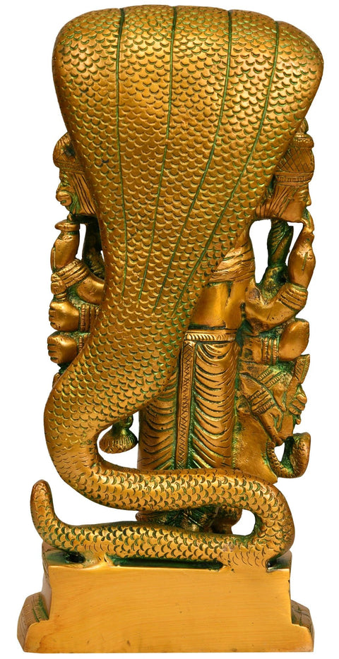 11" Lord Vishnu in His Cosmic Avatar In Brass | Handmade | Made In India