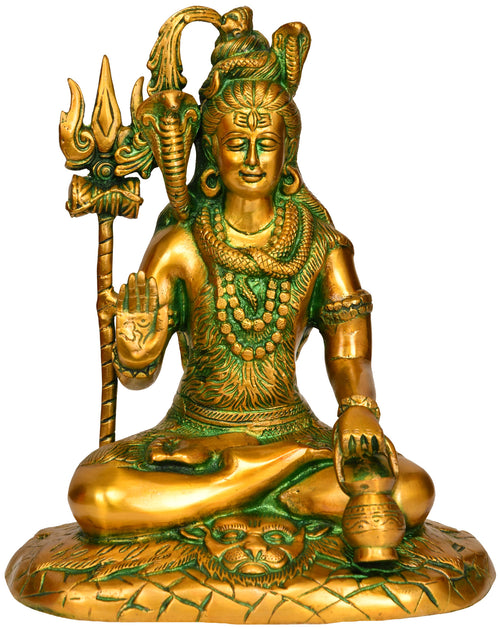 10" Lord Shiva Brass Statue with Kamandalu Handmade