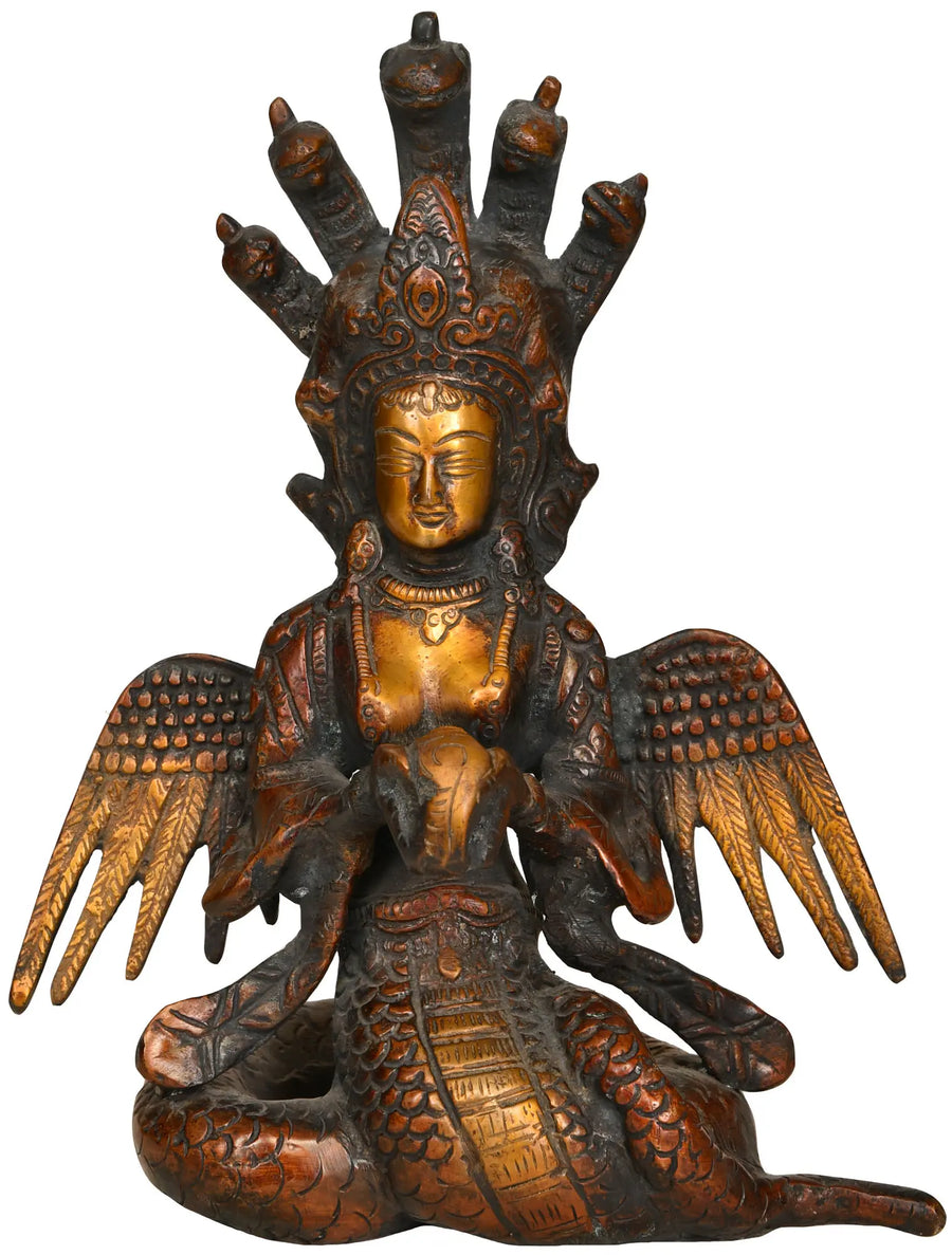 8" Naga Kanya Snake Woman Handmade Brass Statue