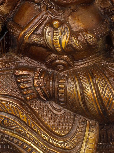 12" Lord Ganesha Idol on Kirtimukha Throne | Handmade Brass Statue | Made in India