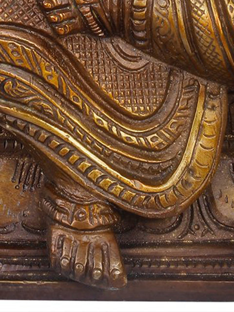 12" Lord Ganesha Idol on Kirtimukha Throne | Handmade Brass Statue | Made in India