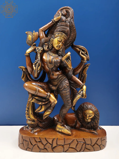 16" Dancing Ardhanarishvara Brass Statue - Handcrafted Shiva Parvati Idol
