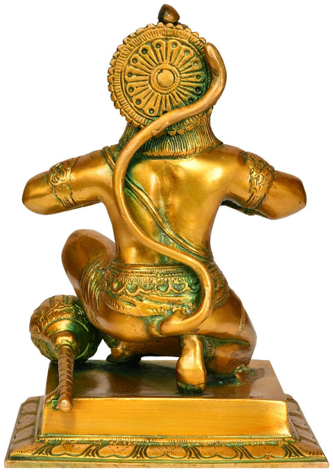 8" Hanuman Ji Tearing His Chest to Reveal Rama and Sita | Handcrafted Brass Statue