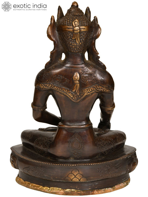 9" Crown Buddha in Bhumisparsha Mudra In Brass | Handmade | Made In India
