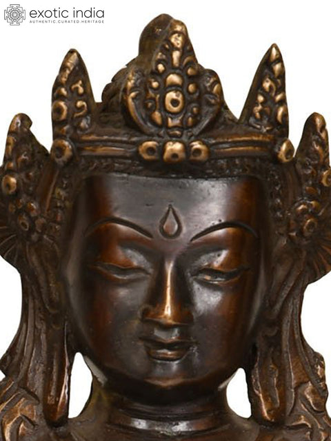 9" Crown Buddha in Bhumisparsha Mudra In Brass | Handmade | Made In India