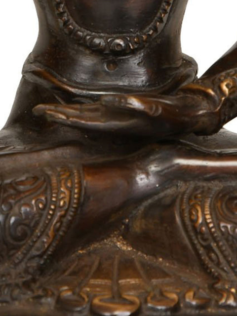 9" Crown Buddha in Bhumisparsha Mudra In Brass | Handmade | Made In India